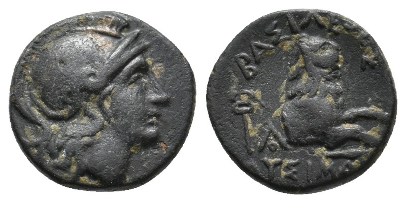 KINGS OF THRACE (Macedonian). Lysimachos (305-281 BC). Ae.
Obv: Helmeted head o...