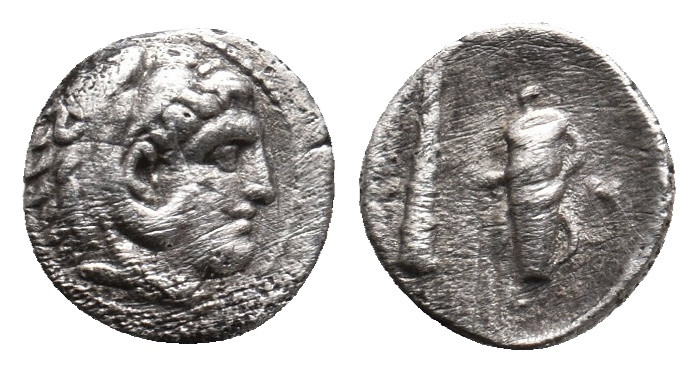 KINGS OF MACEDON. Alexander III ‘the Great’(336-323 BC). AR Hemiobol.
Obv:Head ...