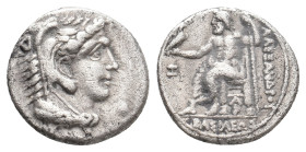 KINGS OF MACEDON. Alexander III 'the Great' (336-323 BC). AR Hemidrachm. Arados.
Obv: Head of Herakles right, wearing lion skin.
Rev: AΛEΞANΔPOY BAΣ...