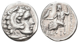 KINGS OF MACEDON. Alexander III 'the Great' (336-323 BC). AR Drachm. Lampsakos.
Obv: Head of Herakles right, wearing lion skin.
Rev: AΛΕΞΑΝΔΡΟΥ.
Ze...