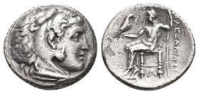 KINGS OF MACEDON. Alexander III 'the Great' (336-323 BC). AR Drachm. Side.
Obv: Head of Herakles right, wearing lion skin.
Rev: AΛEΞANΔPOY.
Zeus se...