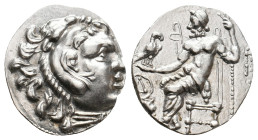 KINGS OF MACEDON. Alexander III 'the Great' (336-323 BC). AR Drachm.Uncertain mint.
Obv: Head of Herakles right, wearing lion skin.
Rev: [AΛΕΞΑΝΔΡΟΥ...