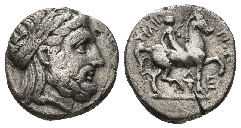 KINGS OF MACEDON. Philip II (359-336 BC). AR Tetradrachm. Amphipolis.
Obv: Laure...
