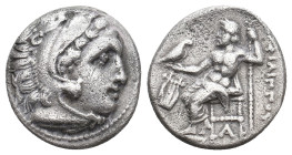 KINGS OF MACEDON. Philip III Arrhidaios (323-317 BC). AR Drachm. Kolophon.
Obv: Head of Herakles right, wearing lion skin.
Rev: ΦIΛIΠΠOY.
Zeus seat...