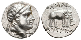 SELEUKID KINGDOM. Antiochos III 'the Great' (222-187 BC). AR Drachm. Nisibis (?).
Obv: Diademed head right.
Rev: ΒΑΣΙΛΕΩΣ / ΑΝΤΙΟΧΟΥ.
Elephant stan...