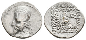 KINGS OF PARTHIA. Mithradates III (87-80 BC). AR Drachm. Ekbatana.
Obv: Diademed and draped bust left, wearing medium beard and tiara decorated with ...