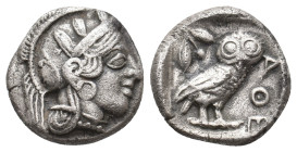 ATTICA. Athens. (Circa 454-404 BC). AR Drachm.
Obv: Helmeted head of Athena right.
Rev: AΘE.
Owl standing right, head facing; olive sprig to left; ...