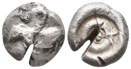 CYPRUS. Salamis ?(Circa 6th-5th century BC). AR Stater.
Obv: Recumbent ram to left.
Rev: Nested circular incuse. Test cut on obverse.
Condition: Ne...