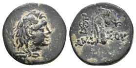PONTOS. Amisos. Ae (Circa 95-90 or 80-70 BC). Struck under Mithradates VI.
Obv: Head of Herakles right, wearing lion skin.
Rev: AMI - ΣOV.
Club dra...