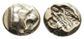 LESBOS. Mytilene.(Circa 521-478 BC). EL Hekte.
Obv: Head of roaring lion right.
Rev: Incuse head of bull right.
Bodenstedt 13.
Condition: Fine.
W...