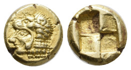 IONIA. Erythrai. (Circa 550-500 BC). EL Hekte.
Obv: Head of Herakles left, wearing lion skin.
Rev: Quadripartite incuse square.
SNG Kayhan 737-8; S...