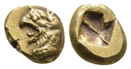 IONIA. Phokaia. (Circa 625/0-522 BC). EL Hekte.
Obv: Head of Griffin left; to left, small seal downward.
Rev: Incuse square.
Bodenstedt 12.
Condit...