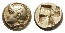IONIA. Phokaia. (Circa 478-387 BC). EL Hekte.
Obv: Head of Athena left, wearing earring, her crested Attic helmet adorned with a Pegasos on the bowl,...