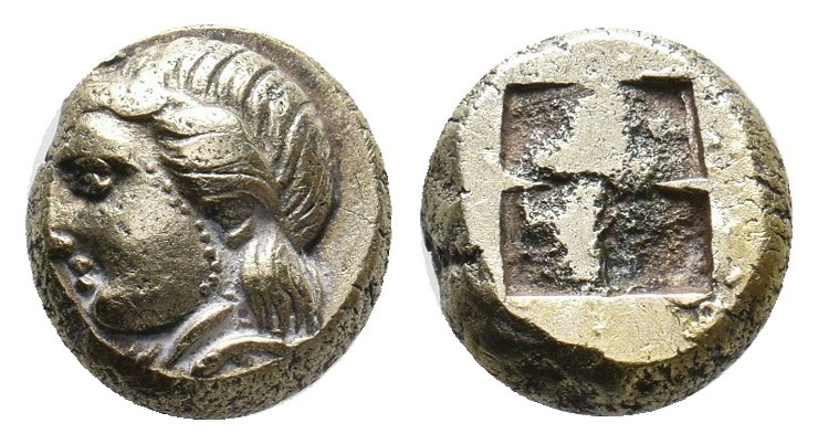 IONIA. Phokaia. (Circa 477-388 BC). EL Hekte.
Obv: Head of Io left; seal below...