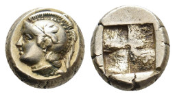 IONIA. Phokaia. (Circa 478-387 BC). EL Hekte.
Obv: Head of Athena left, wearing earring, her crested Attic helmet adorned with a Pegasos on the bowl,...