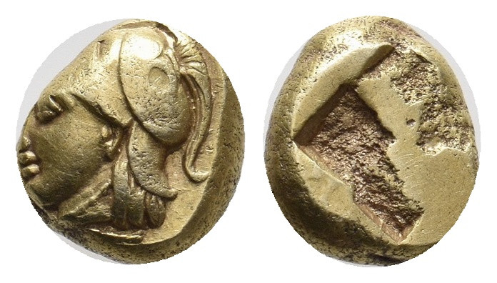 IONIA. Phokaia. (Circa 387-326 BC). EL Hekte.
Obv: Head of Athena left, wearing...