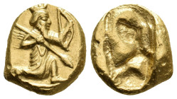 PERSIA. Achaemenid Empire. Time of Darios I to Xerxes II, (Circa 485-420 BC). Gold Daric. Sardes.
Obv: Persian king in the running-kneeling position ...