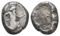 PERSIA. Achaemenid Empire. Sardes. Time of Artaxerxes II to Artaxerxes III (Circa 375-340 BC).AR Siglos.
Obv: Persian king in kneeling-running stance...