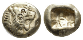KINGS OF LYDIA. Sardes. Time of Alyattes to Kroisos (Circa 620/10-550/39 BC). EL Trite-1/3 Stater.
Obv: Head of roaring lion right, with star on fore...