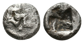 PAMPHYLIA. Aspendos. (5th century BC). AR Obol.
Obv: Triskeles surrounded by pellets.
Rev: Quadripartite incuse square.
Cf. Rosen 392 (hemiobol; un...