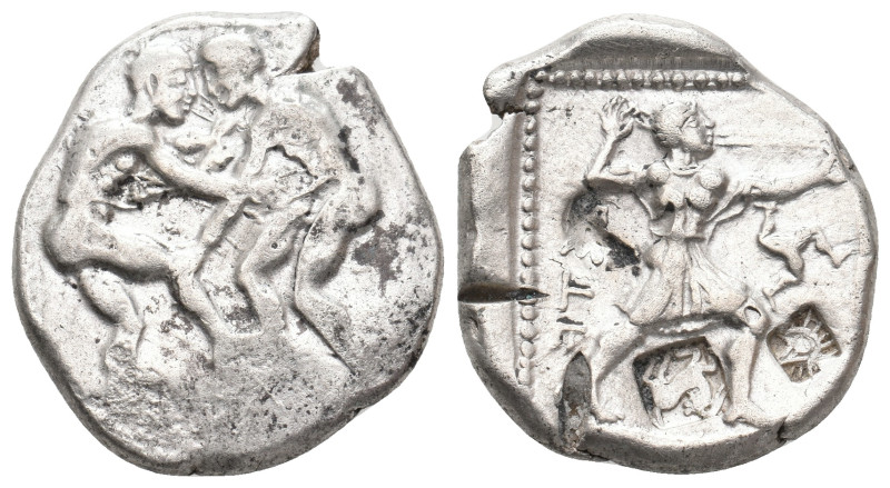 PAMPHYLIA. Aspendos. (Circa 420-370 BC). AR Stater.
Obv: Two wrestlers grapplin...