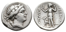 PAMPHYLIA. Perge. (3rd century BC). AR Drachm.
Obv: Laureate head of Artemis right, with bow and quiver over shoulder.
Rev: [APT]EMIΔ[OΣ] / ΠEPΓAIAΣ...