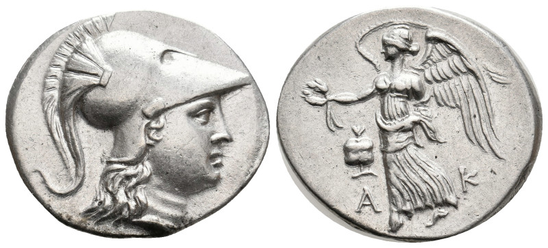 PAMPHYLIA. Side. (Circa 205-100 BC). AR Tetradrachm. Ak -, magistrate.
Obv: Hel...