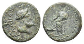 CARIA. Alabanda. (1st century BC). Ae.
Obv: AΛABANΔEΩN.
Draped bust of Serapis right, wearing kalathos; labrys to right.
Rev: Uncertain figure (Dem...