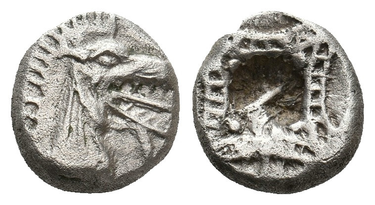 CARIA. Kindya. (Circa 510-480 BC). AR Tetrobol.
Obv: Head of ketos right.
Rev:...
