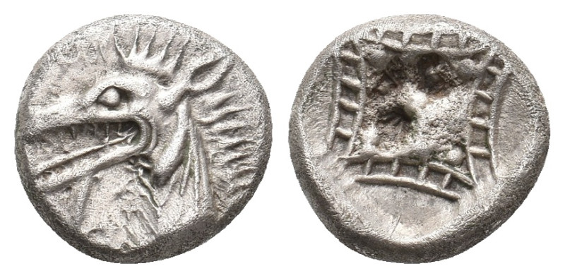 CARIA. Kindya. (Circa 510-480 BC). AR Tetrobol.
Obv: Head of ketos left.
Rev: ...