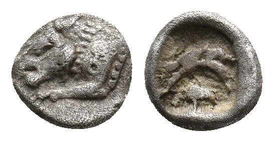 CARIA. Mylasa. (Circa 520-490 BC). AR 1/24 Stater.
Obv: Foepart of lion left.
...