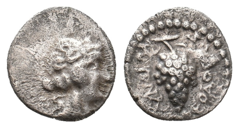 CARIA. Myndos. (2nd-1st centuries BC). AR Obol. Uncertain magistrate.
Obv: Head...