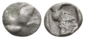 CARIA. Rhodes. Ialysos. (Circa 480-408 BC). AR Diobol.
Obv: Forepart of a winged boar to right.
Rev: Head of Athena wearing Corinthian helmet to rig...