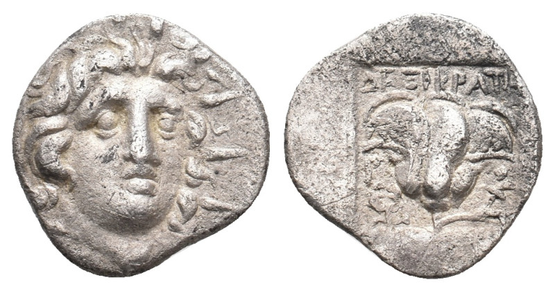 CARIA. Rhodes. (Circa 170-150 BC). AR Hemidrachm. Dexikrates, magistrate.
Obv: ...