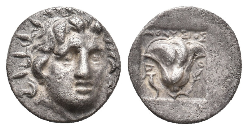 CARIA. Rhodes. (Circa 170-150 BC). AR Hemidrachm. Dionysios, magistrate.
Obv: R...