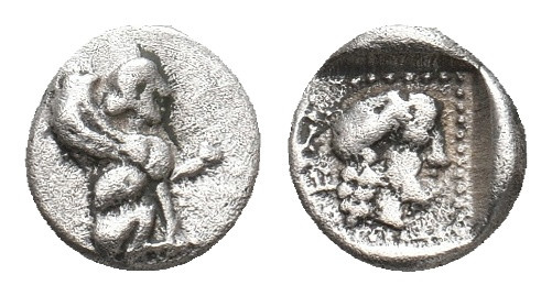 DYNASTS OF LYCIA. Uvug. Uncertain mint. (Circa 470-440 BC). AR Obol.
Obv: Sphin...