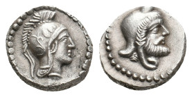 DYNASTS OF LYCIA. Uncertain mint. Kherei (Circa 410-390 BC). AR Hemidrachm.
Obv: Helmeted head of Athena right.
Rev: Head of Kherei right, wearing b...