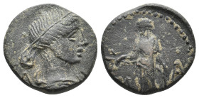 LYCIAN LEAGUE. (Circa 19 BC-AD 14). Ae. Masikytes mint.
Obv: Laureate head of Apollo right
Rev: Apollo Patroös standing facing, holding branch and b...