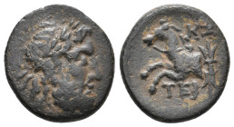 PISIDIA. Termessos. (1st century BC). Ae.
Obv: Laureate head of Zeus right.
Rev: TEP
Forepart of horse, left; thunderbolt to right.
SNG France 213...