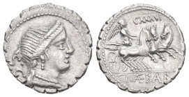 C. NAEVIUS BALBUS, 79 BC. AR, Denarius. Rome.
Obv: Diademed head of Venus right.
Rev: Victory driving triga right; CXXXVI above.
Crawford 382/1b; S...