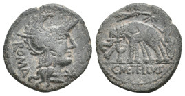 C. CAECILIUS METELLUS CAPRARIUS, 125 BC. AR, Denarius. Rome.
Obv: ROMA.
Helmeted head of Roma right.
Rev: C METELLVS.
Jupiter driving biga of elep...