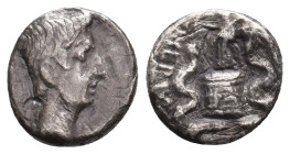 OCTAVIAN, 29-28 BC. AR, Quinarius Uncertain mint, possibly Rome.
Obv: Legend illegible.
Bare head of Octavian, right.
Rev: ASIA RECEPTA.
Victory s...
