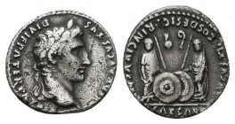 AUGUSTUS, 27 BC - AD 14. AR, Denarius. Lugdunum.
Obv: CAESAR AVGVSTVS DIVI F PATER PATRIAE.
Laureate head of Augustus, right.
Rev: AVGVSTI F COS DE...