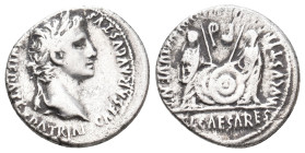 AUGUSTUS, 27 BC-AD 14. AR, Denarius. Lugdunum.
Obv: CAESAR AVGVSTVS DIVI F PATER PATRIAE.
Laureate head, right.
Rev: AVGVSTI F COS DESIG PRINC IVVE...