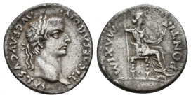 TIBERIUS, 14-37 AD. AR, Denarius. Lugdunum (Lyon).
Obv: TI CAESAR DIVI AVG F AVGVSTVS.
Laureate head of Augustus, right.
Rev: PONTIF MAXIM.
Livia ...