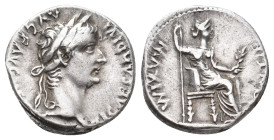 TIBERIUS, 14-37 AD. AR, Denarius, "Tribute Penny" type (18-35). Lugdunum (Lyon).
Obv: TI CAESAR DIVI AVG F AVGVSTVS.
Laureate head of Tiberius right...