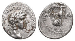 NERO, 54-68 AD. AR, Hemidrachm. Rome.
Obv: [NERO C]LAVD DIVI CLAVD F CA[ESAR AVG GERMANI].
Laureate head of Nero, right.
Rev: ARME / NIA[C].
Victo...