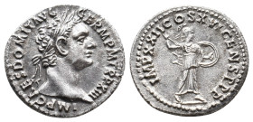 DOMITIAN, 81-96 AD. AR, Denarius. Rome.
Obv: IMP CAES DOMIT AVG GERM P M TR P XII.
Laureate head of Domitian, right.
Rev: IMP XXII COS XVI CENS P P...