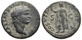 DOMITIAN, 69-81 AD. AE, As. Uncertain mint.
Obv: CAESAR DOMITIANVS […]
Laureate head of Domitian, right.
Rev: Spes advancing left, holding flower a...