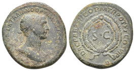 TRAJAN, 98-117 AD. AE, As. Rome.
Obv: IMP CAES NER TRAIANO OPTIMO AVG GERM.
Radiate and draped bust of Trajan, right.
Rev: DAC PARTHICO P M TR POT ...